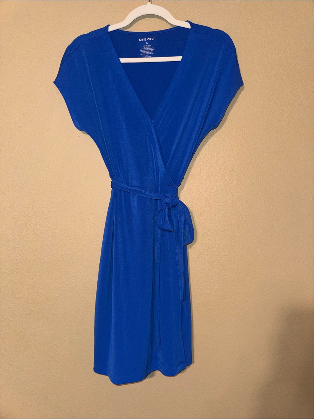 Nine West Cobalt Blue Dolman Sleeve Wrap Dress Tie Waist Size S